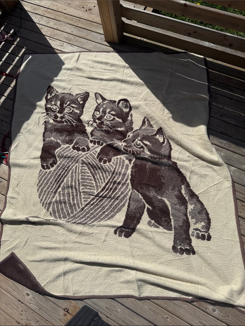 Vintage Wool Cat Blanket Throw